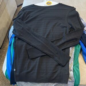 lululemon athletica Black Perforated Crewneck Top